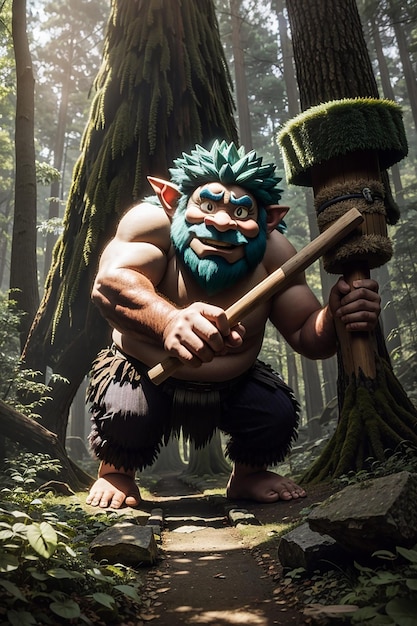 Foto el troll con el martillo es grande y muy mágico el troll está en el bosque el bosque es un troll misterioso