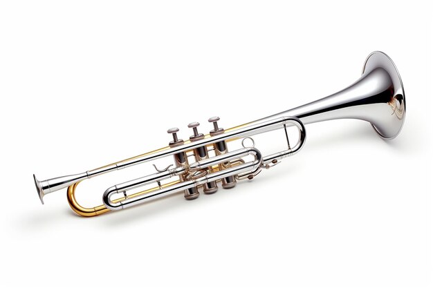 Trombone de beleza de latão isolado em fundo branco por ia generativa