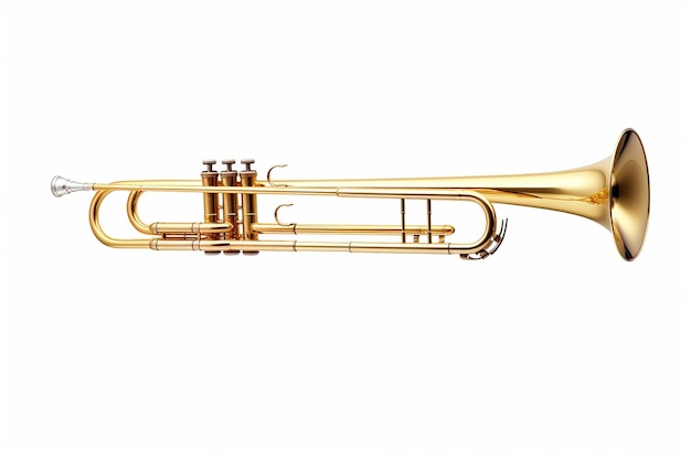 Trombone de isolamento harmonioso em uma tela branca limpa por Generative AI