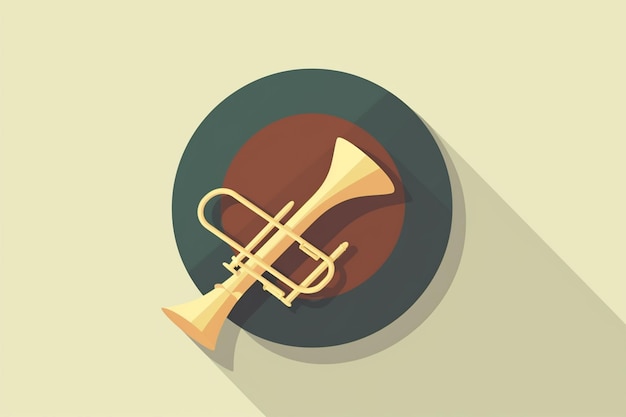 Foto una trompeta con una larga sombra en la parte inferior.