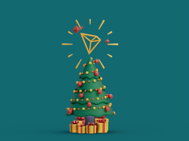 Tron árbol de Navidad decorativo festivo Crypto moneda ilustración 3D Render