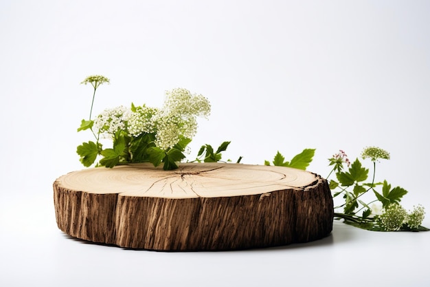 un tronco de árbol de las ramas de un árbol al lado de un fondo blanco