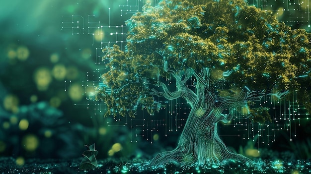 Foto el tronco de este árbol representa la base de la moneda digital con cada rama que representa un