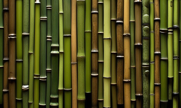 Foto un tronco de bambú verde con fondo oscuro