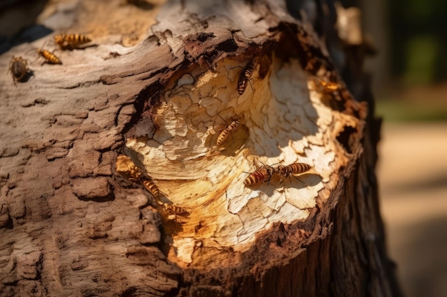 Foto tronco comido por termitas naturaleza al aire libre generar ai