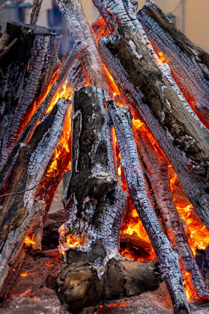 Troncos ardiendo en una chimenea