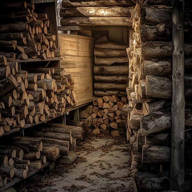 Foto los troncos de madera apilados para el invierno