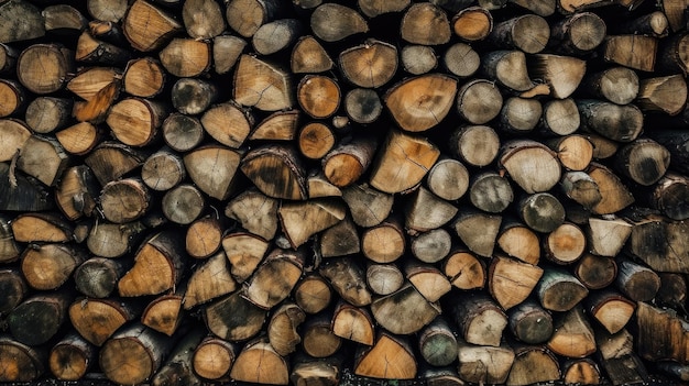 Foto los troncos de madera apilados para el invierno