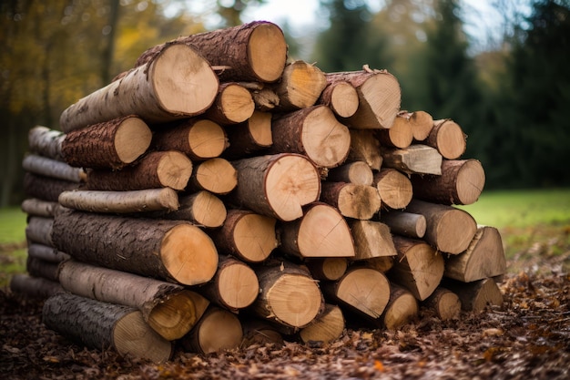 troncos de madera apilados para el invierno