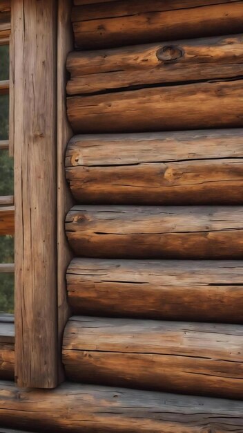 Los troncos de una vieja casa de madera