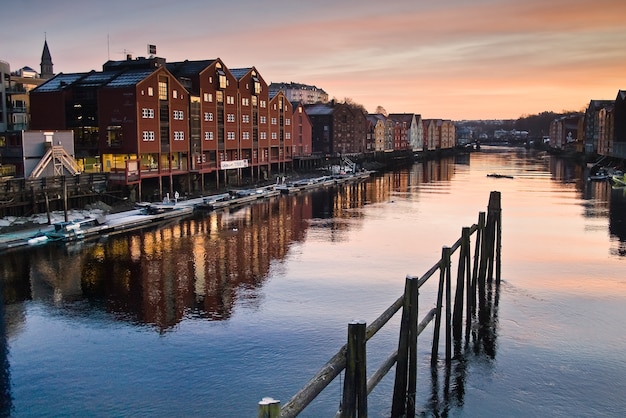 Trondheim Landschaft Winter Stadt Schnee