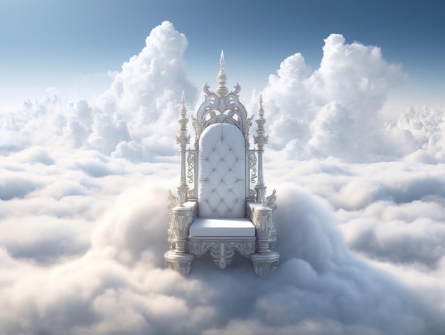 Foto trono blanco entre nubes hermosas