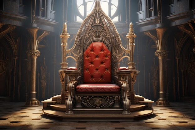 Foto el trono del fuerte castillo de la sala del palacio real genera ai