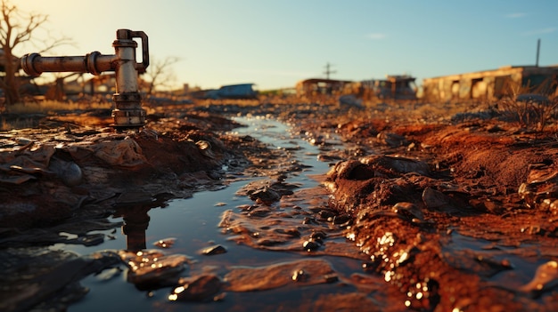 Tropfen der Dringlichkeit, Auswirkungen auf Wasserknappheit. Erstellt mit generativer KI