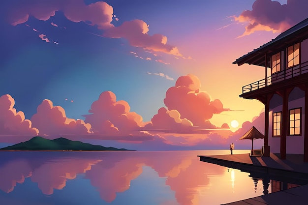 Foto tropical beach sunset anime view