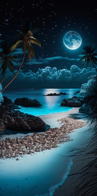 Tropical Island Landscape Wallpaper Ai generativ