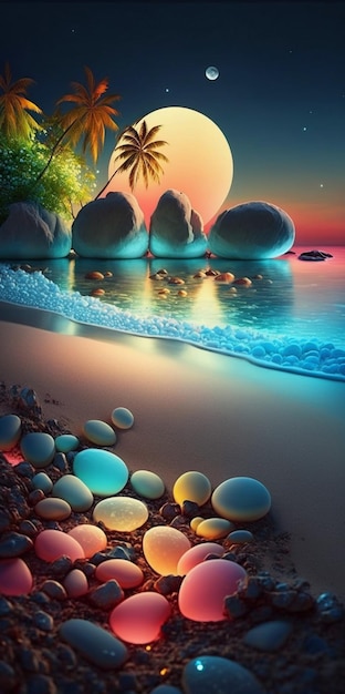 Tropical Island Landscape Wallpaper Ai generativo