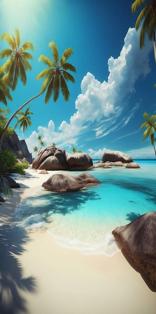 Foto tropical island landscape wallpaper ai generativo