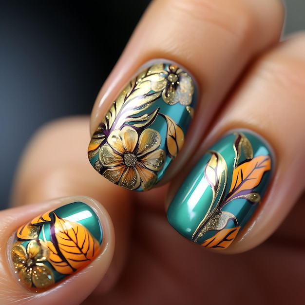 Tropical Nails Design Cores tropicais brilhantes e vibrantes Wid Concept Idea Creative Art Photoshoot