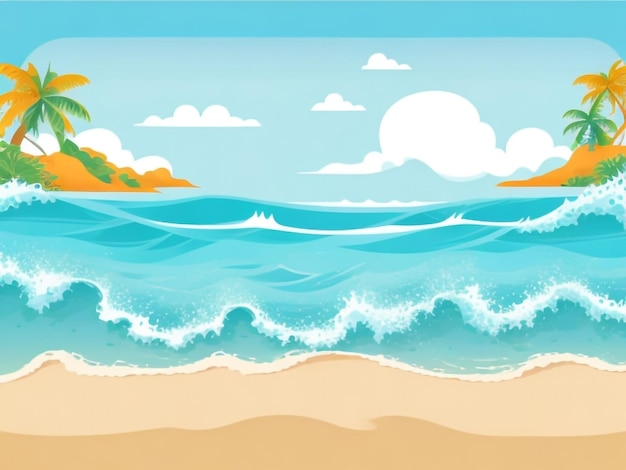 Tropical Tranquility Vector Travel Illustration eines Strandes mit Wellen und Meer
