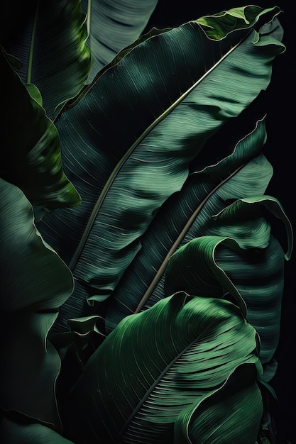 Tropical Vibes Dunkelgrüne Bananenblätter