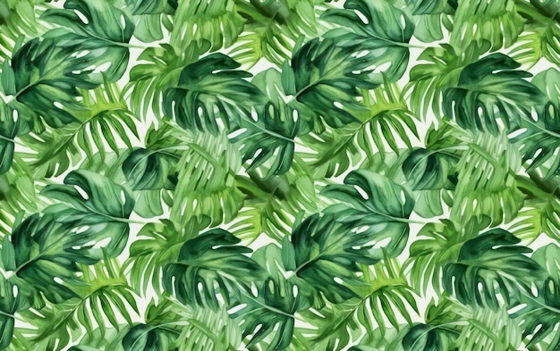 Tropische Blätter Aquarell nahtlose Muster Hintergrund
