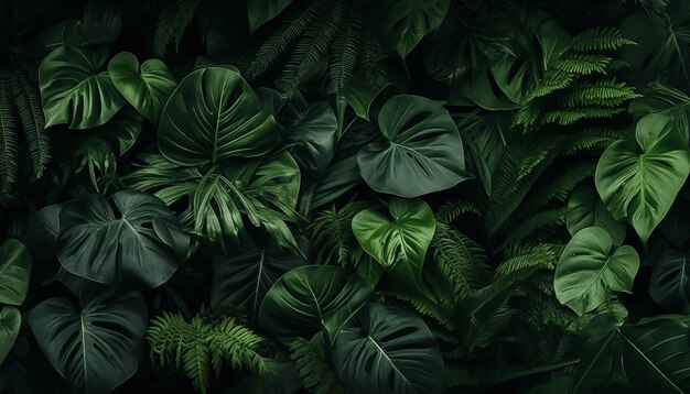 Tropische Blätter dunkelgrünes Laub in der Dschungelnatur