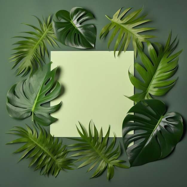 Tropische Blätter mit Papier Illustration generierter tropischer Blätter mit Papier