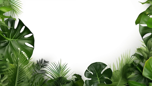 Tropische Blätter Naturrahmen Layout von Monstera isolierter weißer Hintergrund