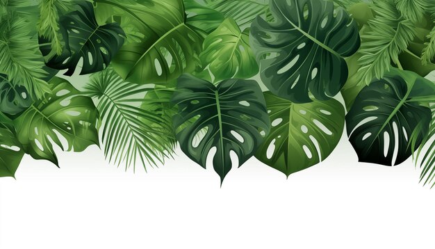 Tropische Blätter Naturrahmen Layout von Monstera isolierter weißer Hintergrund