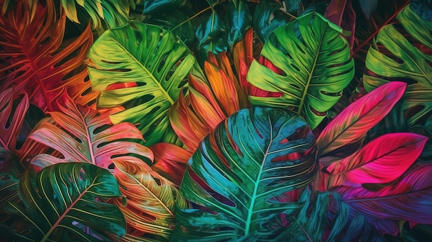 tropische Blätter üppiger und lebendiger Desktop-Hintergrund