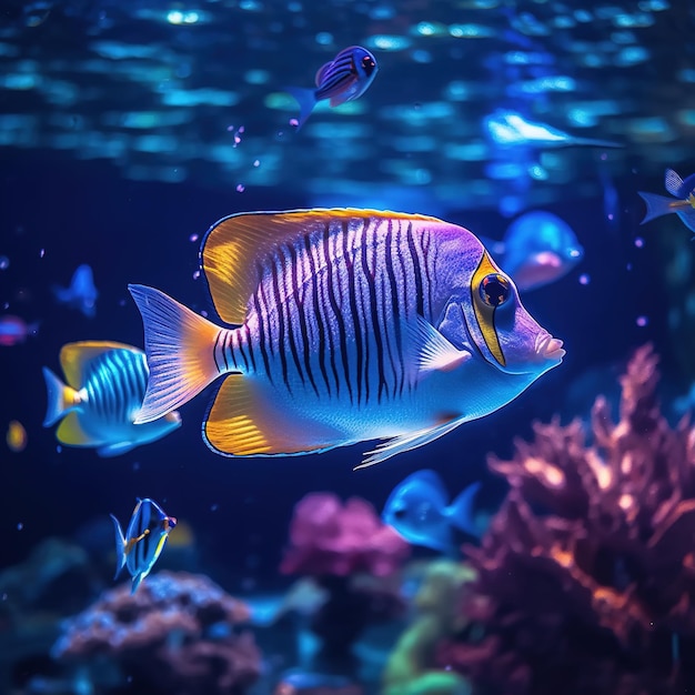 tropische Fische, die unter Wasser schwimmen