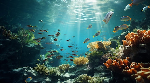 tropische Fische im Ozean Fische im Meer Unterwasserleben