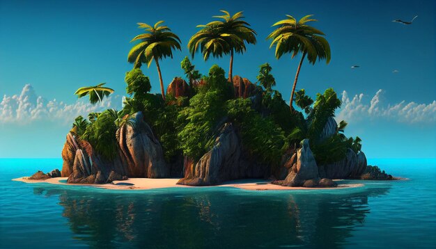 tropische Insel mit Palmen im Meer