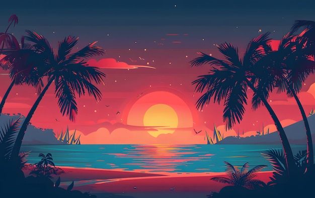 Tropische Insel Sonnenuntergang Hintergrund Sommerstrand
