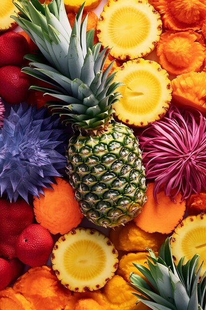 Foto tropische köstlichkeiten lebhafte und süße ananas mit saftigen tropischen vibes