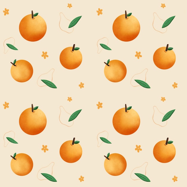 Tropische orange Frucht-Illustrations-nahtloses Muster-Design