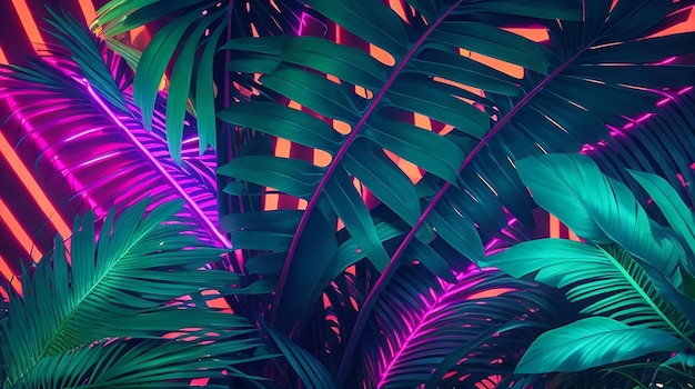 Tropische Palmblätter Neonlichter