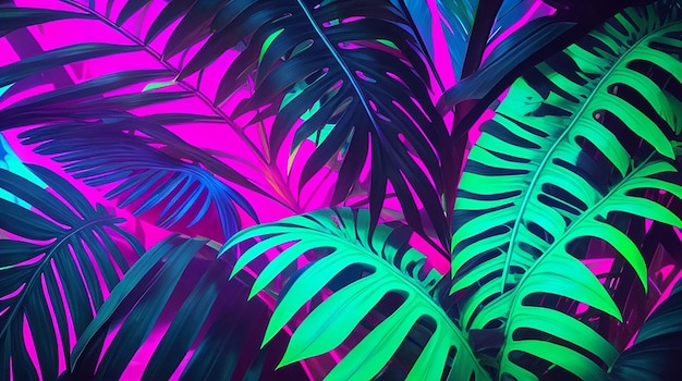 Tropische Palmblätter Neonlichter