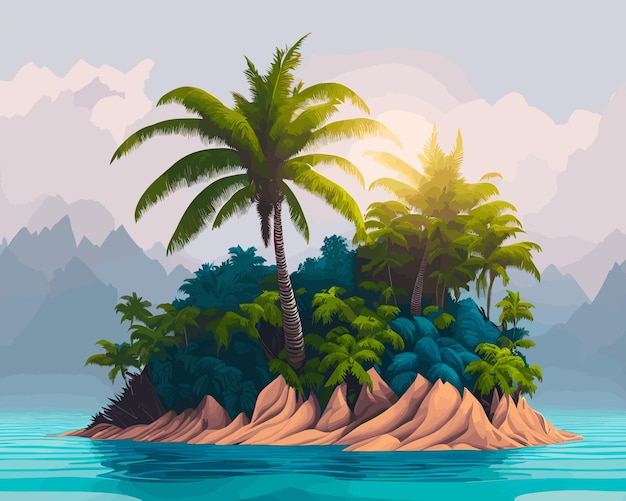 Tropische Paradiesinsel mit üppiger Vegetation