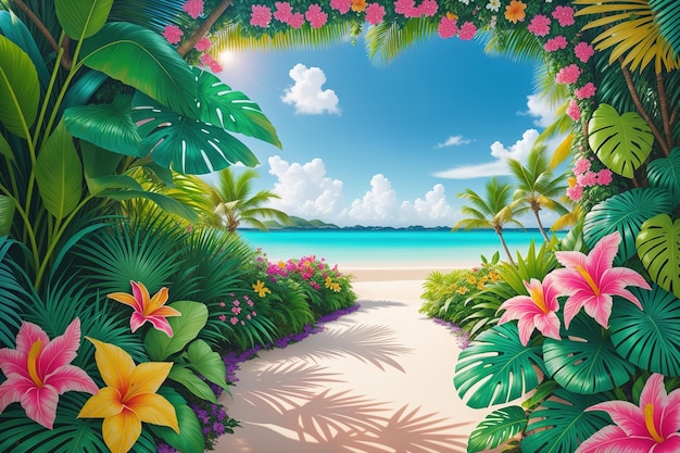 Tropische Strand-Hintergrundbilder für Desktop und Mobilgeräte.