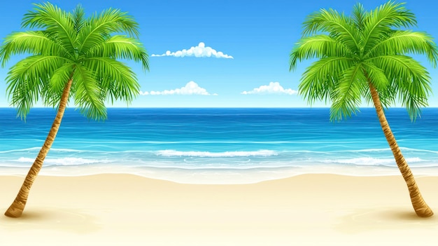Tropische Strandlandschaft mit Palmen und Blick auf den Ozean