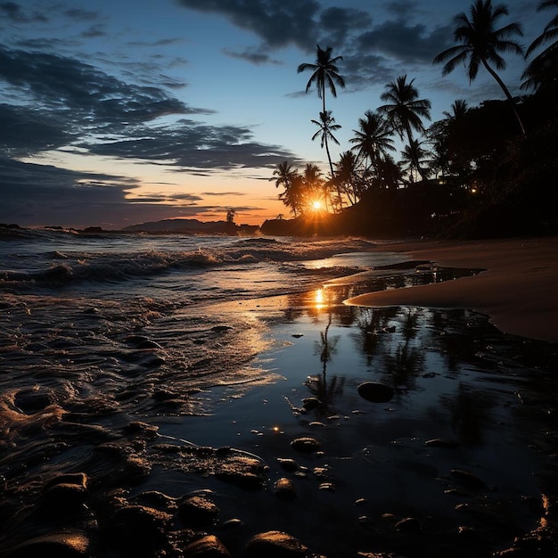 Tropische Twilight-Strandlandschaft Foto