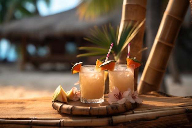 Tropischer Cocktail am Strand serviert