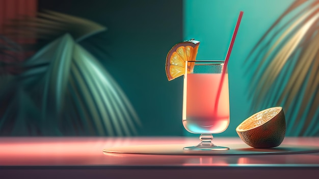 Tropischer Cocktail mit Eis Generative KI-Illustration