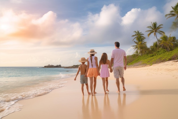 Tropischer Familienstrand Generieren Sie Ai