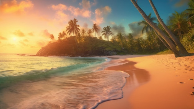 Tropischer Inselhintergrund Illustration AI GenerativexA