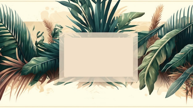 Foto tropischer palmblatt-kopienraumrahmen, grafischer illustrationshintergrund