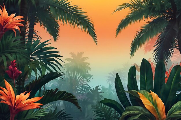 Tropischer Paradies-Sonnenaufgang mit Sommer-Hintergrund