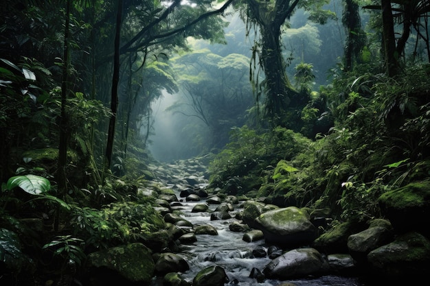 Foto tropischer regenwald asiens tropischer dschungel regenwald tagsüber neuralnetzwerk ai generiert